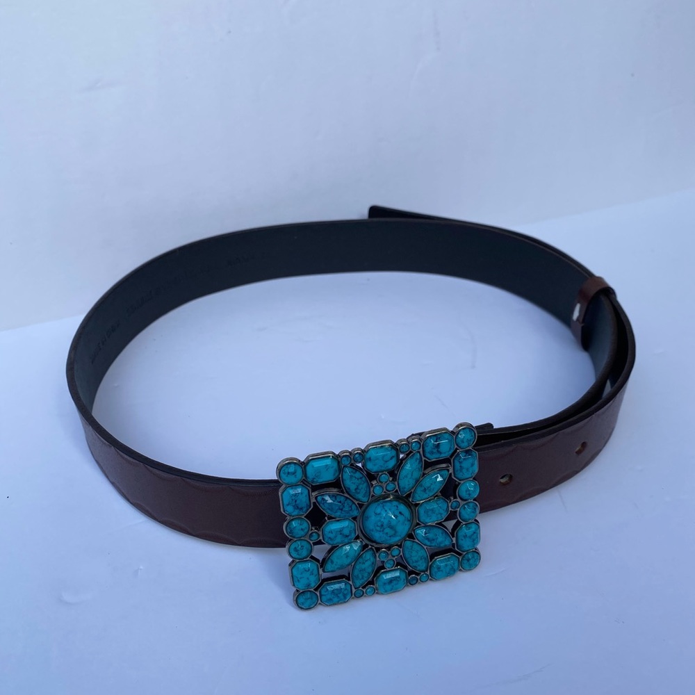 Statement Belt With Dramatic Turquoise Buckle - image 3